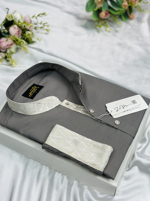 Premium Contrast Panjabi Grey