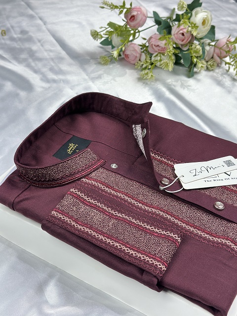 এমব্রয়ডারি কটন পাঞ্জাবি (Maroon)