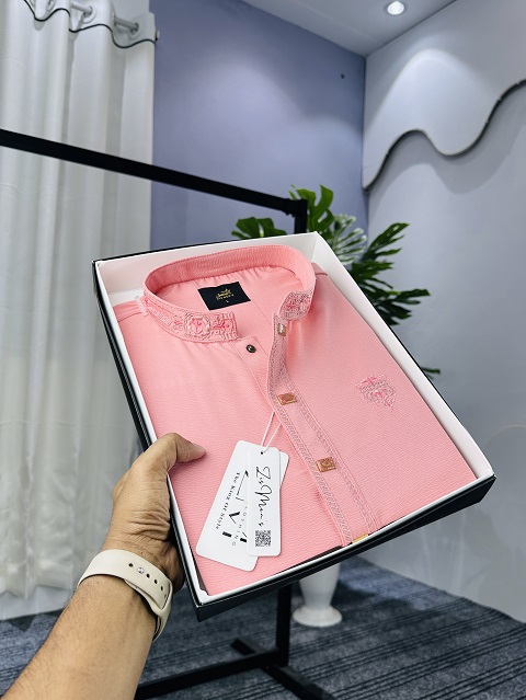 জাফরান এমব্রয়ডারি পাঞ্জাবি (Baby Pink)