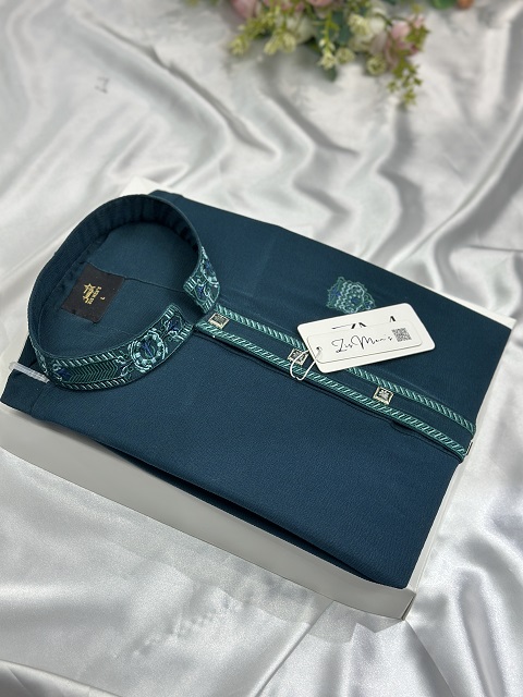 জাফরান এমব্রয়ডারি পাঞ্জাবি (Dark Teal)