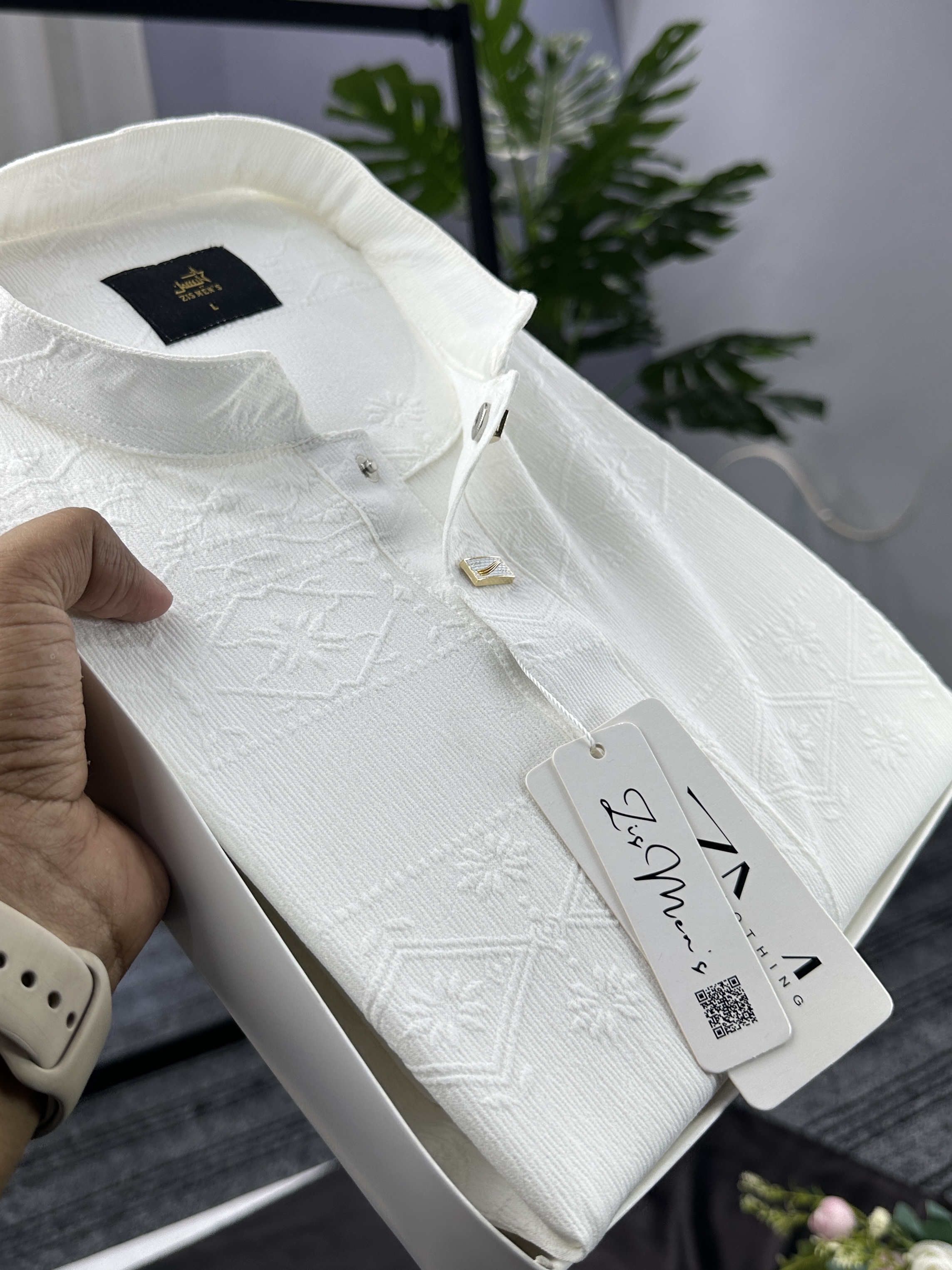 POPCORN TEXURED PANJABI (WHITE)