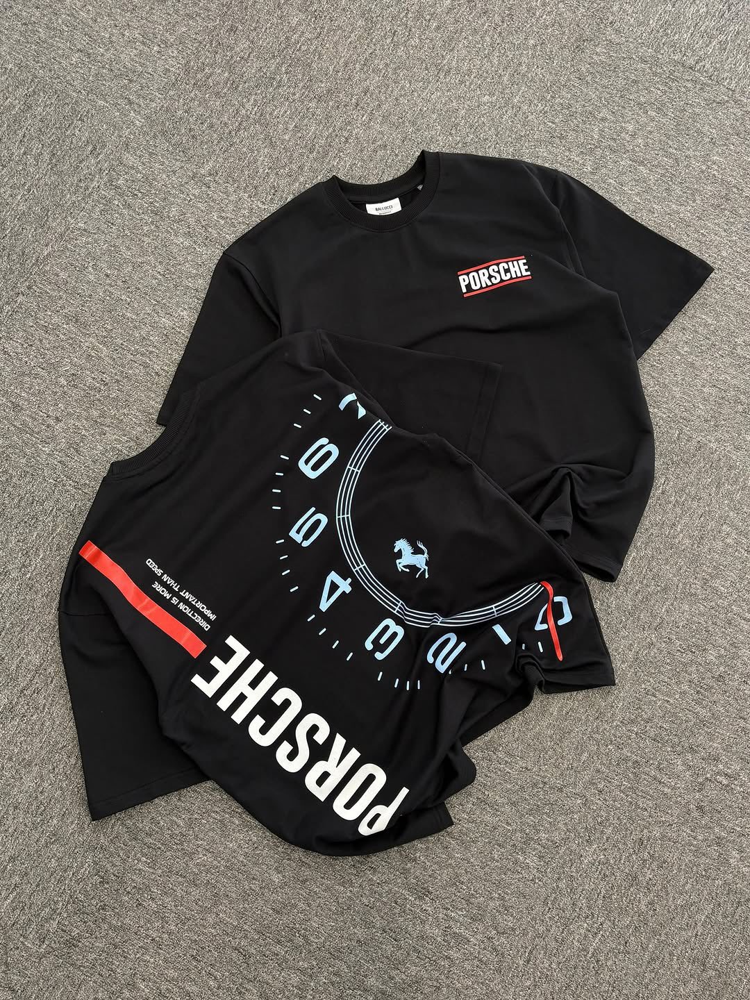 RELAXED VIBE OVERSIZED MOTORSPORT GRAPHIC T-SHIRTS BLACK