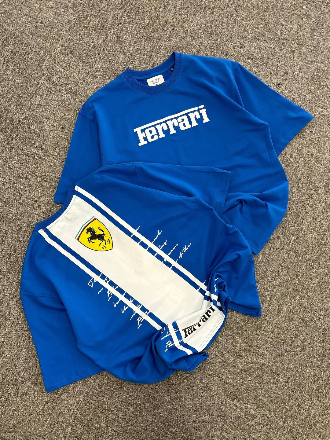 RELAXED VIBE OVERSIZED MOTORSPORT GRAPHIC T-SHIRTS BLUE