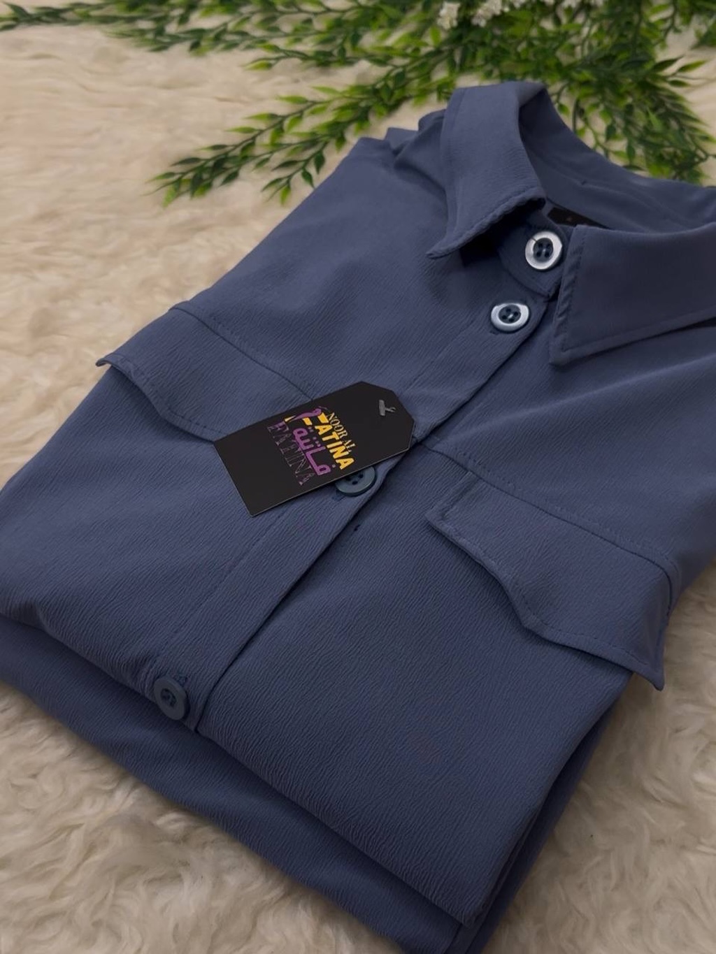 প্রিমিয়াম চায়না জাফরান টু-পিস Steel Blue